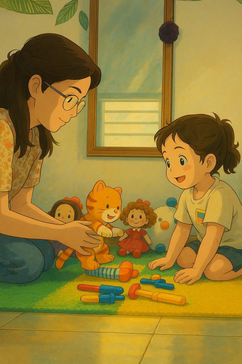 Ileane jugando con un niño